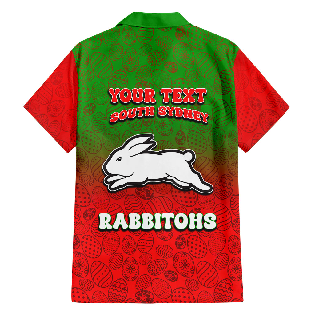 Personalized South Sydney Rabbitohs Family Matching Short Sleeve Bodycon Dress and Hawaiian Shirt Easter Mascot - Colorful Eggs Cartoon Style