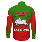 Personalized South Sydney Rabbitohs Family Matching Summer Maxi Dress and Hawaiian Shirt Easter Mascot - Colorful Eggs Cartoon Style