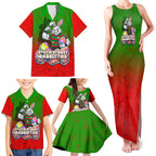 Personalized South Sydney Rabbitohs Family Matching Tank Maxi Dress and Hawaiian Shirt Easter Mascot - Colorful Eggs Cartoon Style