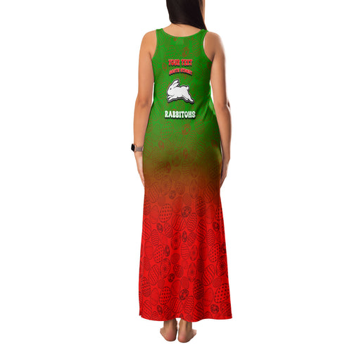 Personalized South Sydney Rabbitohs Family Matching Tank Maxi Dress and Hawaiian Shirt Easter Mascot - Colorful Eggs Cartoon Style