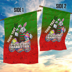 Personalized South Sydney Rabbitohs Garden Flag Easter Mascot - Colorful Eggs Cartoon Style