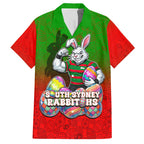 Personalized South Sydney Rabbitohs Hawaiian Shirt Easter Mascot - Colorful Eggs Cartoon Style