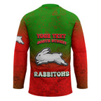 Personalized South Sydney Rabbitohs Hockey Jersey Easter Mascot - Colorful Eggs Cartoon Style