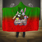 Personalized South Sydney Rabbitohs Hooded Blanket Easter Mascot - Colorful Eggs Cartoon Style