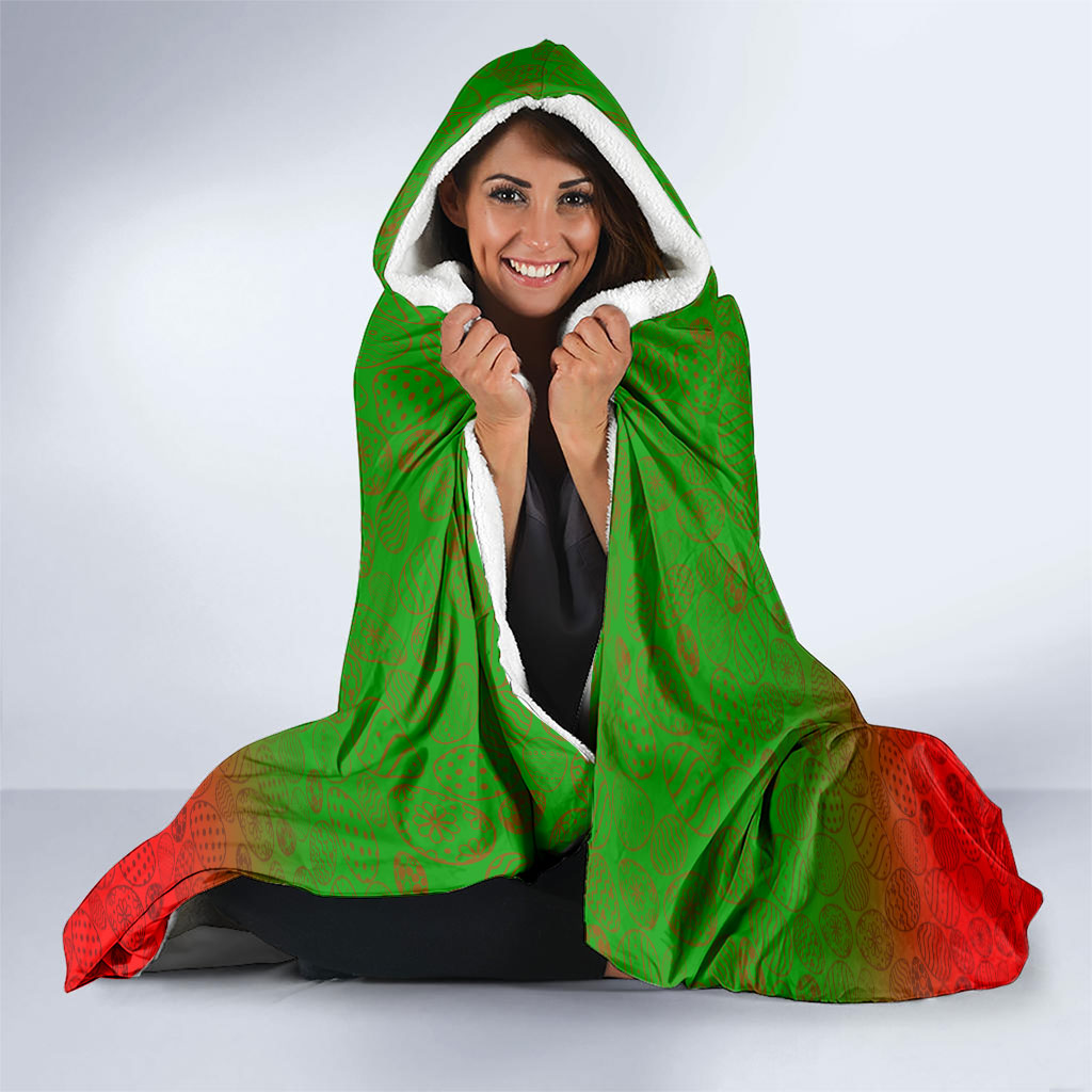 Personalized South Sydney Rabbitohs Hooded Blanket Easter Mascot - Colorful Eggs Cartoon Style