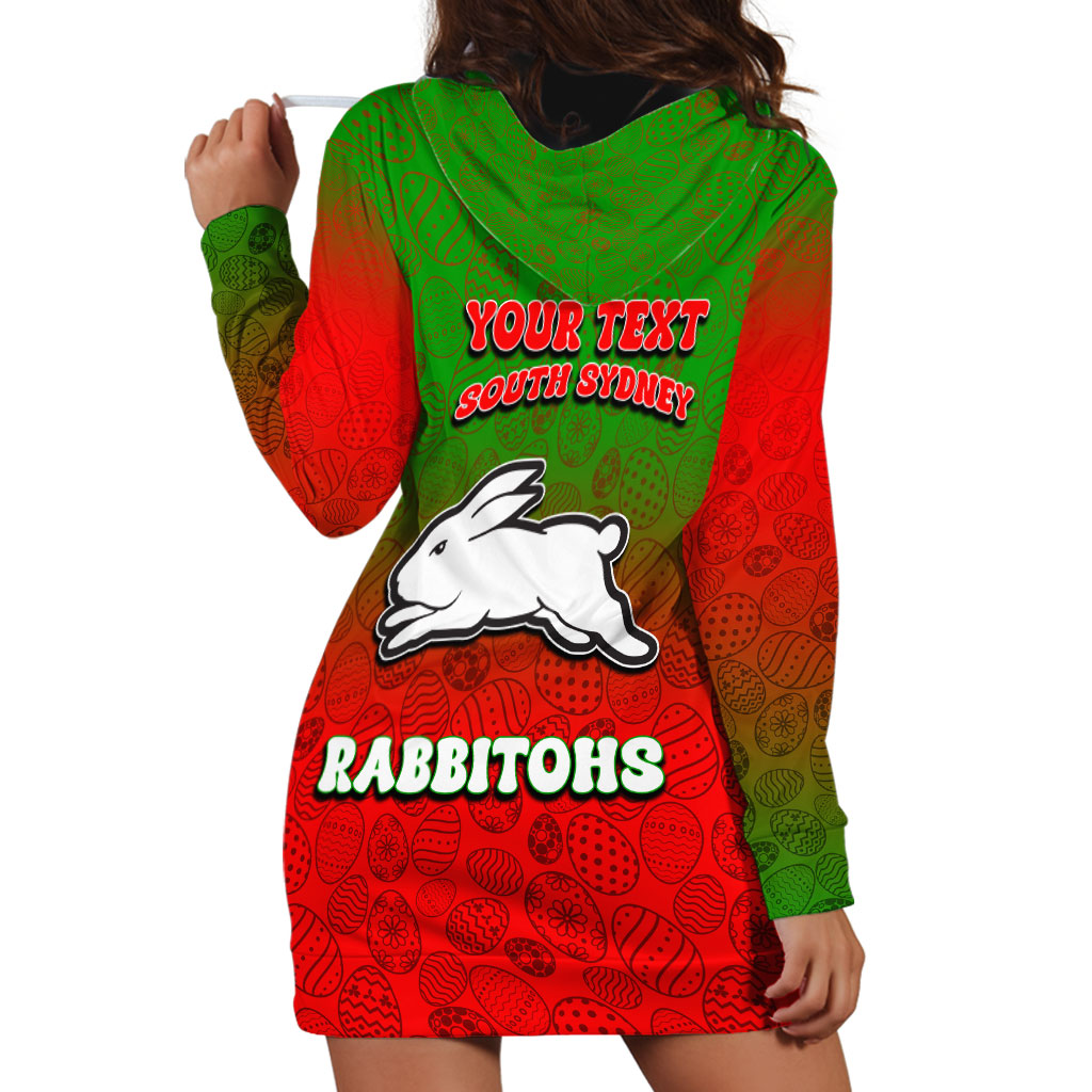 Personalized South Sydney Rabbitohs Hoodie Dress Easter Mascot - Colorful Eggs Cartoon Style