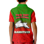 Personalized South Sydney Rabbitohs Kid Polo Shirt Easter Mascot - Colorful Eggs Cartoon Style