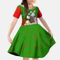 Personalized South Sydney Rabbitohs Kid Short Sleeve Dress Easter Mascot - Colorful Eggs Cartoon Style