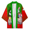 Personalized South Sydney Rabbitohs Kimono Easter Mascot - Colorful Eggs Cartoon Style