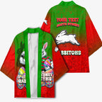Personalized South Sydney Rabbitohs Kimono Easter Mascot - Colorful Eggs Cartoon Style