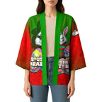 Personalized South Sydney Rabbitohs Kimono Easter Mascot - Colorful Eggs Cartoon Style