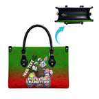 Personalized South Sydney Rabbitohs Leather Bag Easter Mascot - Colorful Eggs Cartoon Style