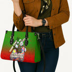 Personalized South Sydney Rabbitohs Leather Bag Easter Mascot - Colorful Eggs Cartoon Style