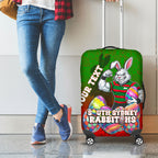 Personalized South Sydney Rabbitohs Luggage Cover Easter Mascot - Colorful Eggs Cartoon Style