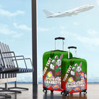 Personalized South Sydney Rabbitohs Luggage Cover Easter Mascot - Colorful Eggs Cartoon Style