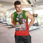 Personalized South Sydney Rabbitohs Men Tank Top Easter Mascot - Colorful Eggs Cartoon Style