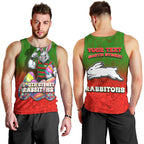 Personalized South Sydney Rabbitohs Men Tank Top Easter Mascot - Colorful Eggs Cartoon Style