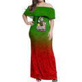 Personalized South Sydney Rabbitohs Off Shoulder Maxi Dress Easter Mascot - Colorful Eggs Cartoon Style