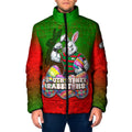 Personalized South Sydney Rabbitohs Padded Jacket Easter Mascot - Colorful Eggs Cartoon Style