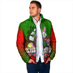 Personalized South Sydney Rabbitohs Padded Jacket Easter Mascot - Colorful Eggs Cartoon Style