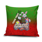 Personalized South Sydney Rabbitohs Pillow Cover Easter Mascot - Colorful Eggs Cartoon Style