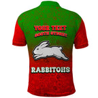 Personalized South Sydney Rabbitohs Polo Shirt Easter Mascot - Colorful Eggs Cartoon Style