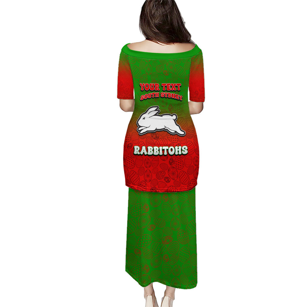 Personalized South Sydney Rabbitohs Puletasi Easter Mascot - Colorful Eggs Cartoon Style
