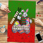Personalized South Sydney Rabbitohs Puzzle Easter Mascot - Colorful Eggs Cartoon Style