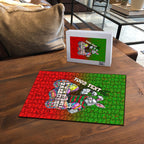 Personalized South Sydney Rabbitohs Puzzle Easter Mascot - Colorful Eggs Cartoon Style