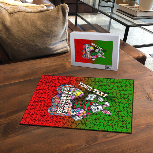 Personalized South Sydney Rabbitohs Puzzle Easter Mascot - Colorful Eggs Cartoon Style