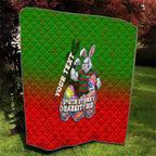 Personalized South Sydney Rabbitohs Quilt Easter Mascot - Colorful Eggs Cartoon Style