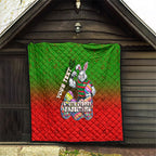 Personalized South Sydney Rabbitohs Quilt Easter Mascot - Colorful Eggs Cartoon Style