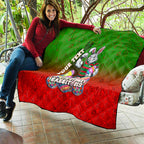 Personalized South Sydney Rabbitohs Quilt Easter Mascot - Colorful Eggs Cartoon Style