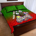 Personalized South Sydney Rabbitohs Quilt Bed Set Easter Mascot - Colorful Eggs Cartoon Style