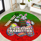 Personalized South Sydney Rabbitohs Round Carpet Easter Mascot - Colorful Eggs Cartoon Style