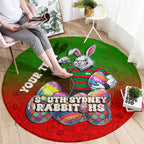 Personalized South Sydney Rabbitohs Round Carpet Easter Mascot - Colorful Eggs Cartoon Style