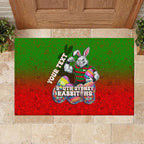 Personalized South Sydney Rabbitohs Rubber Doormat Easter Mascot - Colorful Eggs Cartoon Style