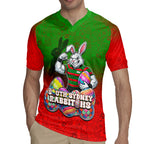 Personalized South Sydney Rabbitohs Rugby Jersey Easter Mascot - Colorful Eggs Cartoon Style