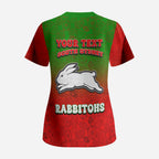 Personalized South Sydney Rabbitohs Scrub Top Easter Mascot - Colorful Eggs Cartoon Style