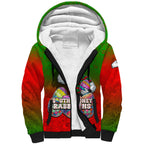 Personalized South Sydney Rabbitohs Sherpa Hoodie Easter Mascot - Colorful Eggs Cartoon Style