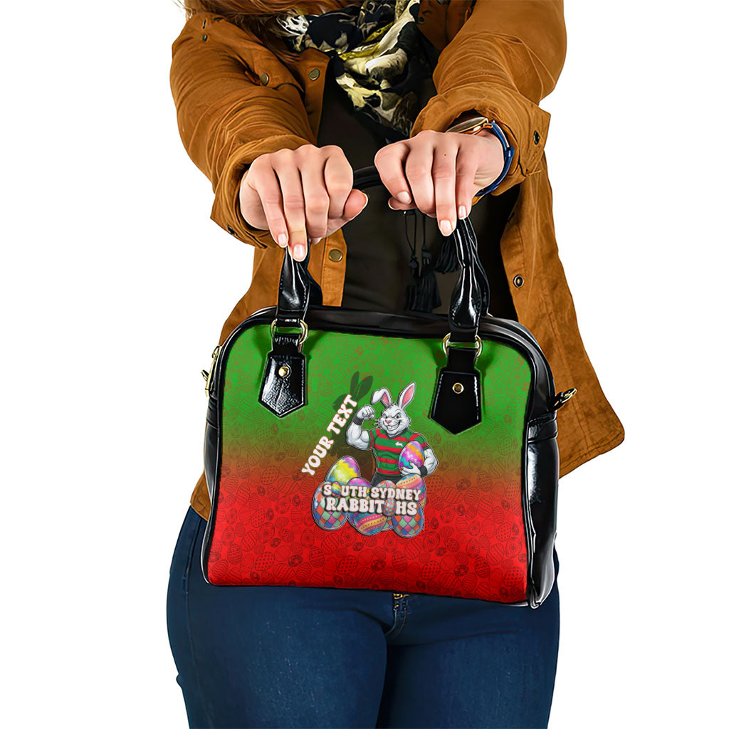 Personalized South Sydney Rabbitohs Shoulder Handbag Easter Mascot - Colorful Eggs Cartoon Style