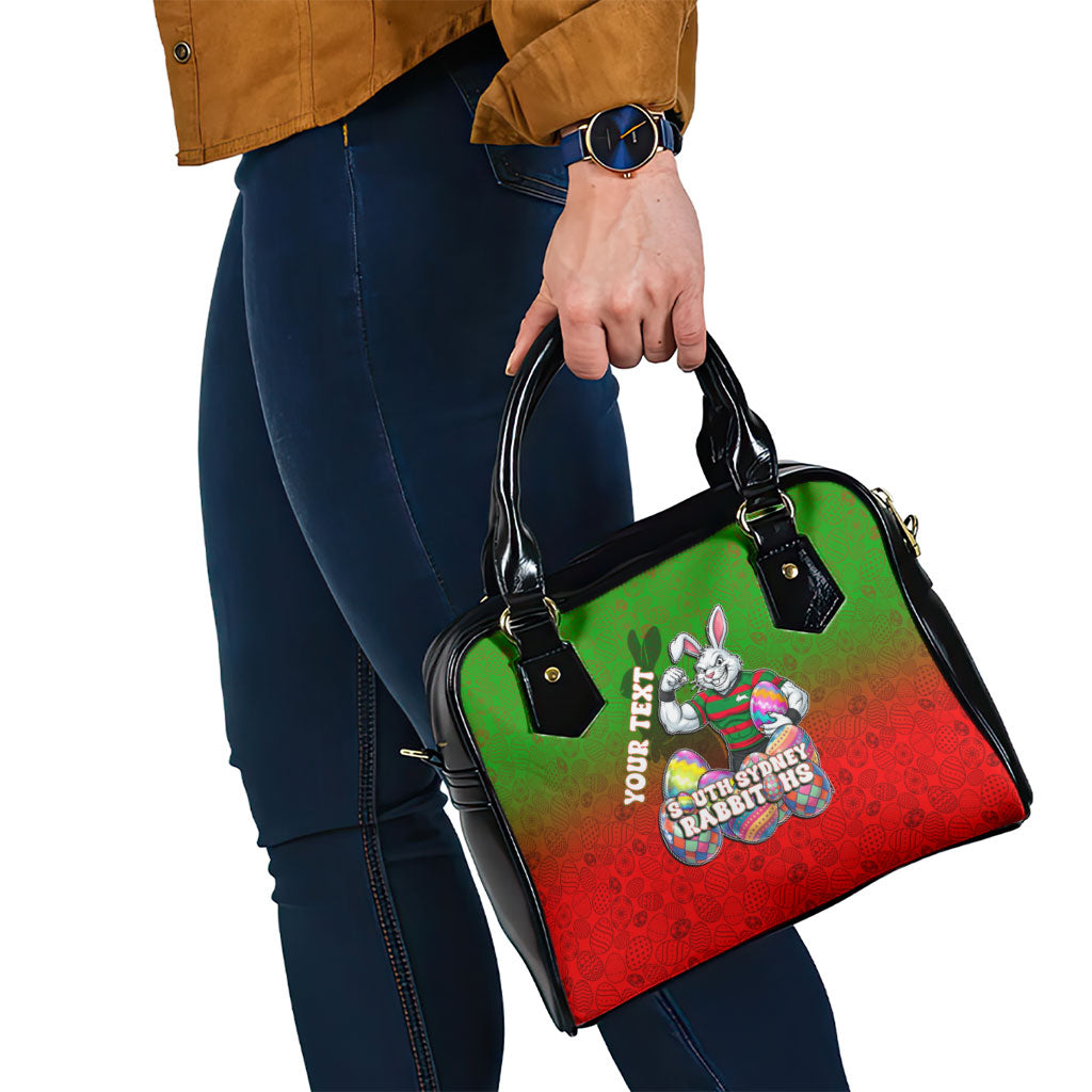 Personalized South Sydney Rabbitohs Shoulder Handbag Easter Mascot - Colorful Eggs Cartoon Style