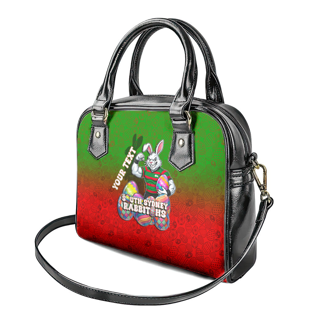 Personalized South Sydney Rabbitohs Shoulder Handbag Easter Mascot - Colorful Eggs Cartoon Style
