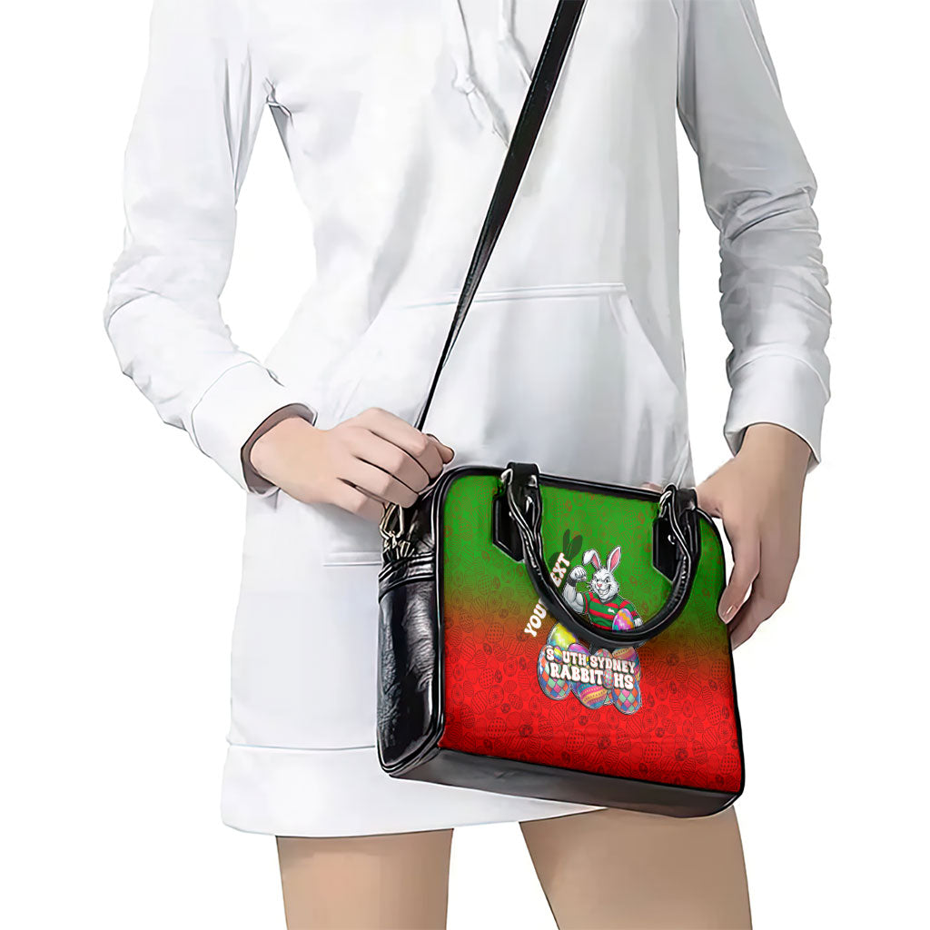 Personalized South Sydney Rabbitohs Shoulder Handbag Easter Mascot - Colorful Eggs Cartoon Style