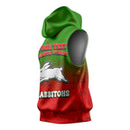 Personalized South Sydney Rabbitohs Sleeveless Hoodie Easter Mascot - Colorful Eggs Cartoon Style
