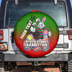 Personalized South Sydney Rabbitohs Spare Tire Cover Easter Mascot - Colorful Eggs Cartoon Style