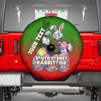 Personalized South Sydney Rabbitohs Spare Tire Cover Easter Mascot - Colorful Eggs Cartoon Style