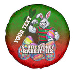 Personalized South Sydney Rabbitohs Spare Tire Cover Easter Mascot - Colorful Eggs Cartoon Style