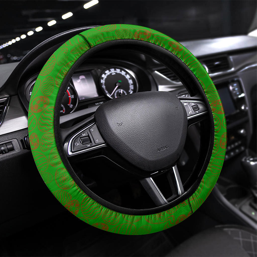 South Sydney Rabbitohs Steering Wheel Cover Easter Mascot - Colorful Eggs Cartoon Style