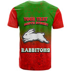 Personalized South Sydney Rabbitohs T Shirt Easter Mascot - Colorful Eggs Cartoon Style